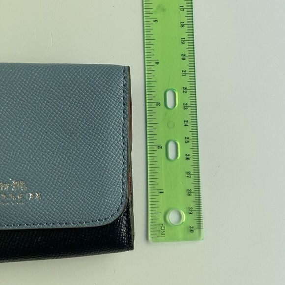 Coach Color Block Geometric Small Wallet Silver/Midnight Blue Multi/Red F57825 - Picture 8 of 9